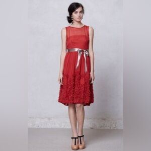 NWT 100% silk Anthropologie red Dress sz 8